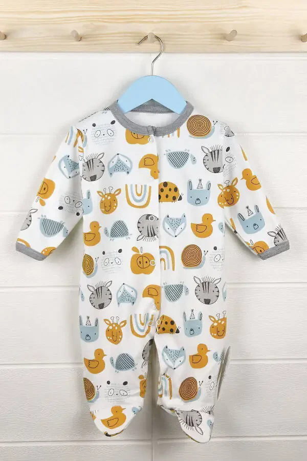 Patterned Unisex 3-Piece Baby Jumpsuit Set - 4