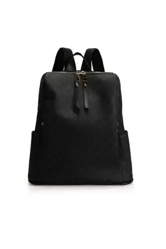 Patterned Women's Large Backpack-Black - 4