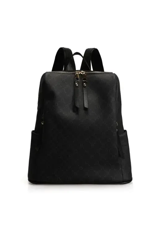 Patterned Women's Large Backpack-Black - 4
