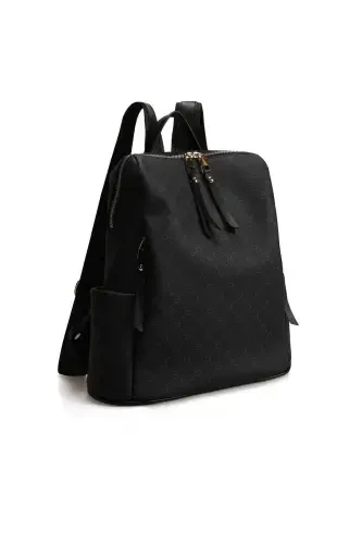 Patterned Women's Large Backpack-Black - 6
