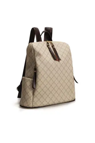 Patterned Women's Plus Size Backpack-Cream - 13
