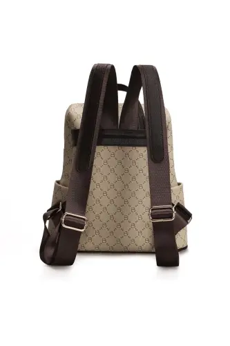 Patterned Women's Plus Size Backpack-Cream - 6