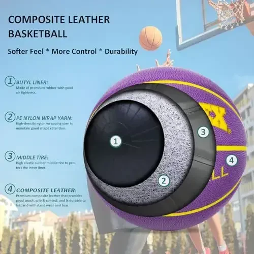 PATTONLEX Women's Basketball - Size 6 (28.5) with Pump - Ideal for Girls' Basketball - 2