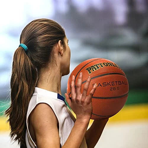 PATTONLEX Yopiq/Tashqi Ayollar Basketboli - 6-o'lcham (28,5) Basketbol To'pi Nasos bilan - Qizlar Basketboli uchun Ideal - 4