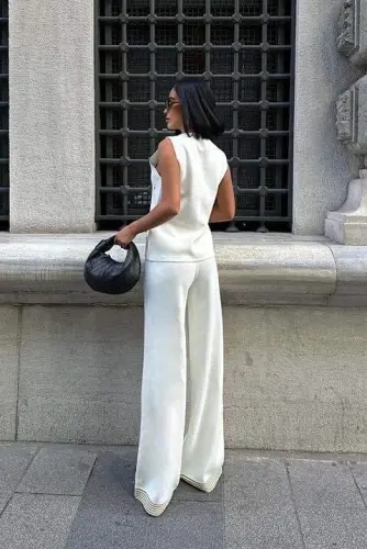 Paulo Gold Buttoned Vest Pants Suit 9976 - BÜYÜKBEDENIZ (1)