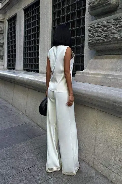 Paulo Gold Buttoned Vest Pants Suit 9976 - 4