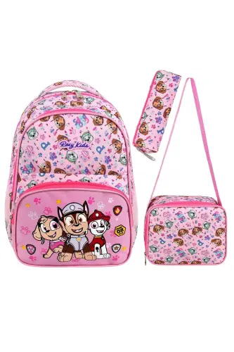 Paw Patrol 3'lü Set Ilkokul Çantası, Termal Beslenme Çantası Ve Kalem Kutusu Seti-Bebek Pembe 