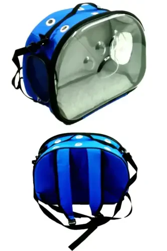 Paw Print Cat Dog Back Shoulder and Arm Portable Pet Carrier Bag Blue-Blue - 1