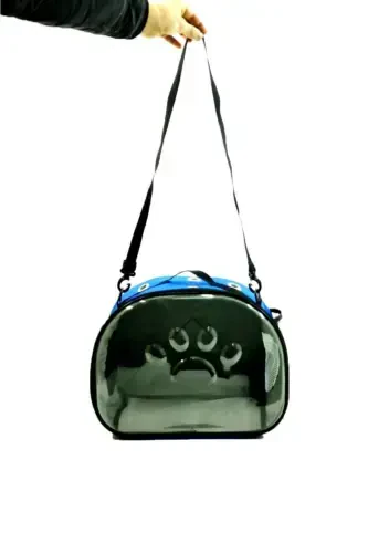 Paw Print Cat Dog Back Shoulder and Arm Portable Pet Carrier Bag Blue-Blue - 5