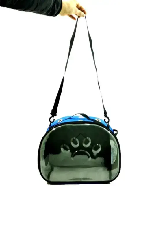 Paw Print Cat Dog Back Shoulder and Arm Portable Pet Carrier Bag Blue-Blue - 5
