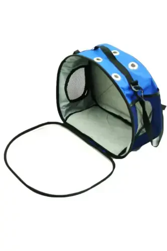 Paw Print Cat Dog Back Shoulder and Arm Portable Pet Carrier Bag Blue-Blue - 6