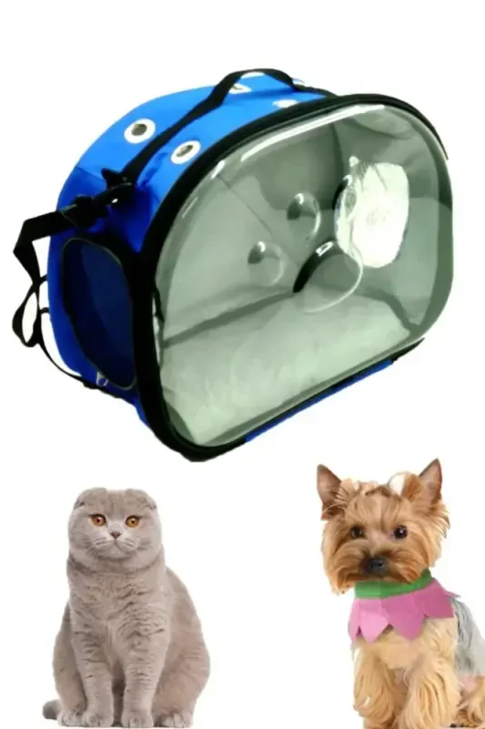 Paw Print Cat Dog Back Shoulder and Arm Portable Pet Carrier Bag Blue-Blue - 7