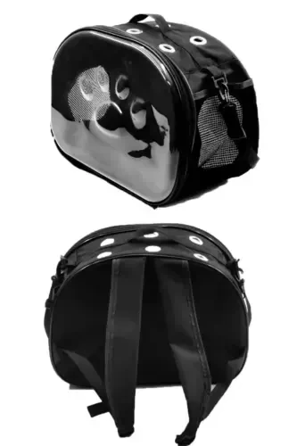Paw Print Cat Dog Back Shoulder Arm Portable Pet Carrier Bag Black-Black - KSBURDA (1)