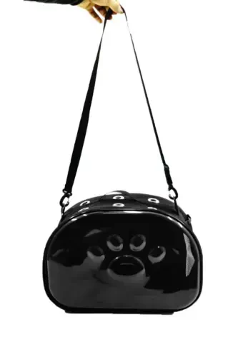 Paw Print Cat Dog Back Shoulder Arm Portable Pet Carrier Bag Black-Black - 5