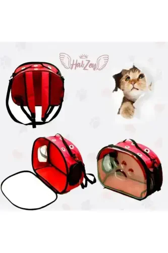 Paw Print Cat Dog Back Shoulder Arm Portable Pet Carrier Bag Red-Dark Green - Modazone (1)