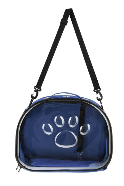 Paw Print Pattern Cat Dog Back, Hand & Shoulder Portable Pet Carrier Bag Grey - 1