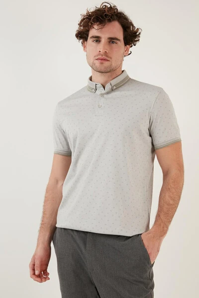 Paxta Aralashgan Naqshli Slim Fit Polo Ko'ylagi 646B3250 - 11