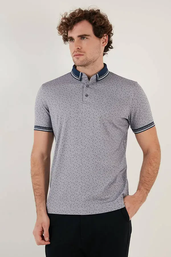 Paxta aralashgan naqshli slim fit Polo ko'ylak 646B3200 - 13