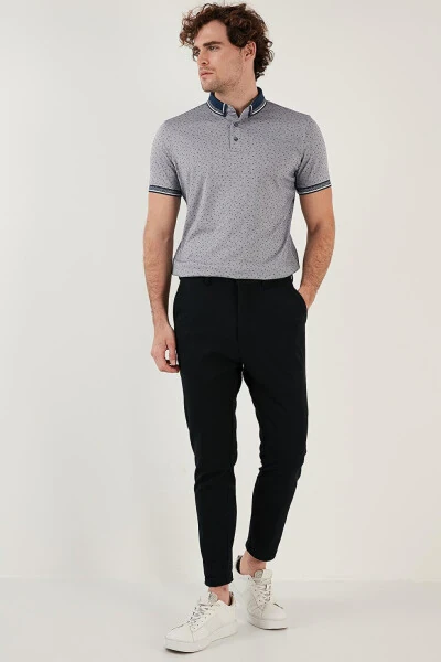Paxta aralashgan naqshli slim fit Polo ko'ylak 646B3200 - 14