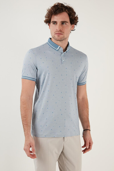Paxta Aralashgan Naqshli Slim Fit Polo Ko'ylak 646B3210 - 12