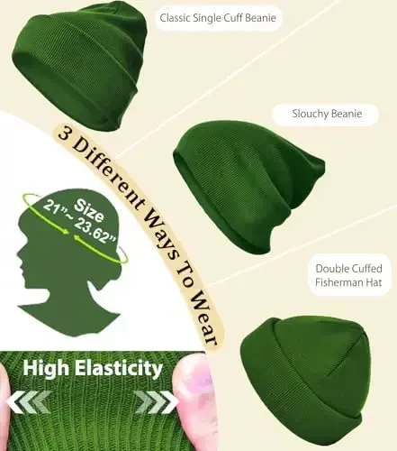 Paxta Beanie Ayollar Erkaklar uchun, Ikki Qavatli Issiq Trikotaj Qishki Shapkalar, Baliqchi Bo'shashgan Slouchy Ski Manjetli Beanie череп qalpoq - 6