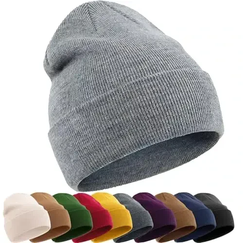 Paxta Beanie Ayollar Erkaklar uchun shapka, Ikki marta issiq trikotaj Qishki shapkalar, Baliqchi Slouchy chang'i manjetli Beanies череп qopqog'i - 1