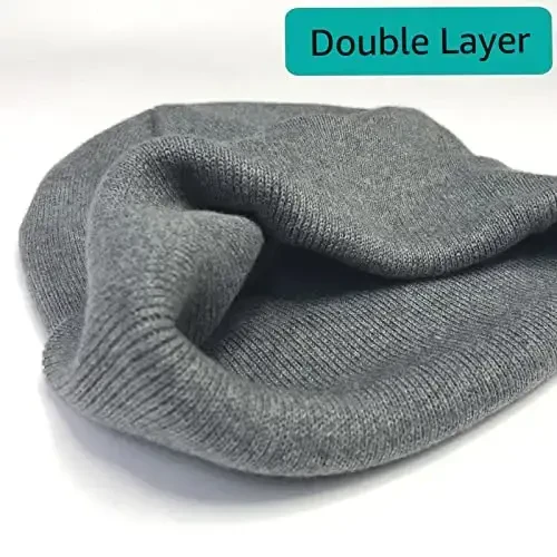 Paxta Beanie Ayollar Erkaklar uchun shapka, Ikki marta issiq trikotaj Qishki shapkalar, Baliqchi Slouchy chang'i manjetli Beanies череп qopqog'i - 6