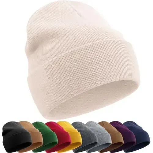 Paxta Beanie Ayollar Erkaklar uchun shapka, Ikki tomonlama issiq trikotaj qishki shapkalar, Baliqchi Slouchy chang'i manjetli Beanies Bosh suyagi qopqog'i - 1