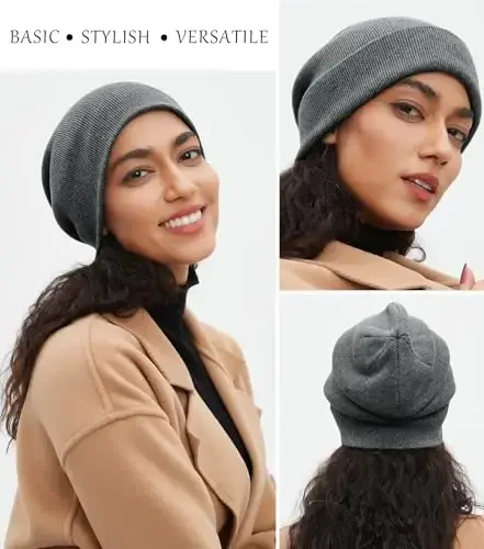 Paxta Beanie Ayollar Erkaklar uchun Shlyapa, Ikki Qavatli Issiq Trikotaj Qishki Shlyapalar, Baliqchi Bo'shashgan Ski Manjetli Beanie череп Qopqoq - 3