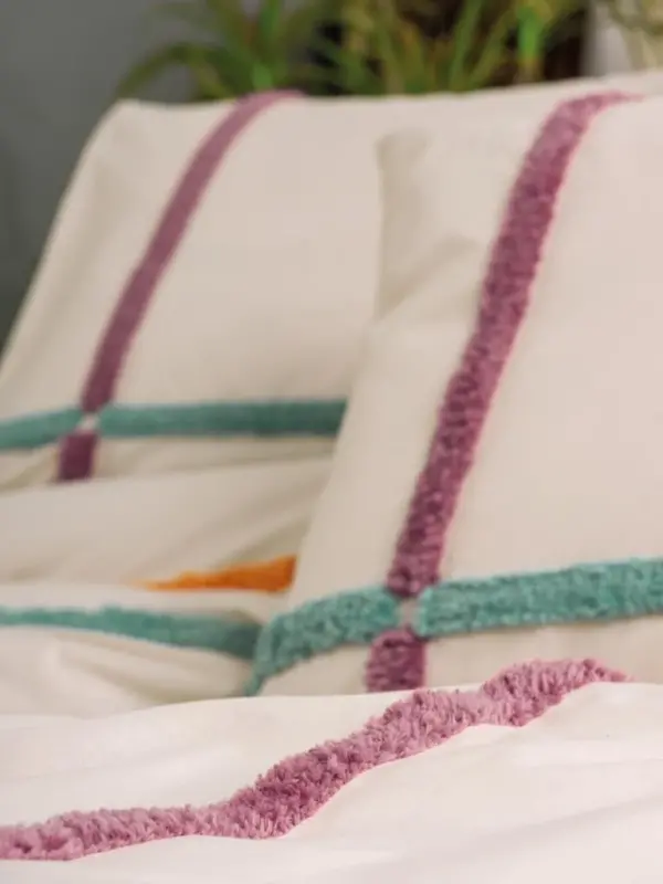 Paxta Box Puf Nakışlı Ranfors juft kishilik choyshab to'plami Insula Gulqo'ng'iri - 3