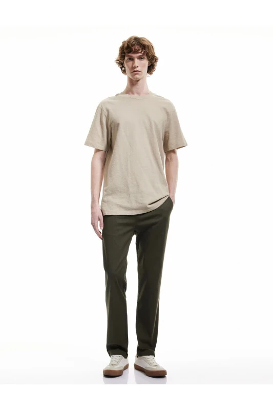 Paxta cho'ntakli Slim Fit Chino shim - Haki - KOTON