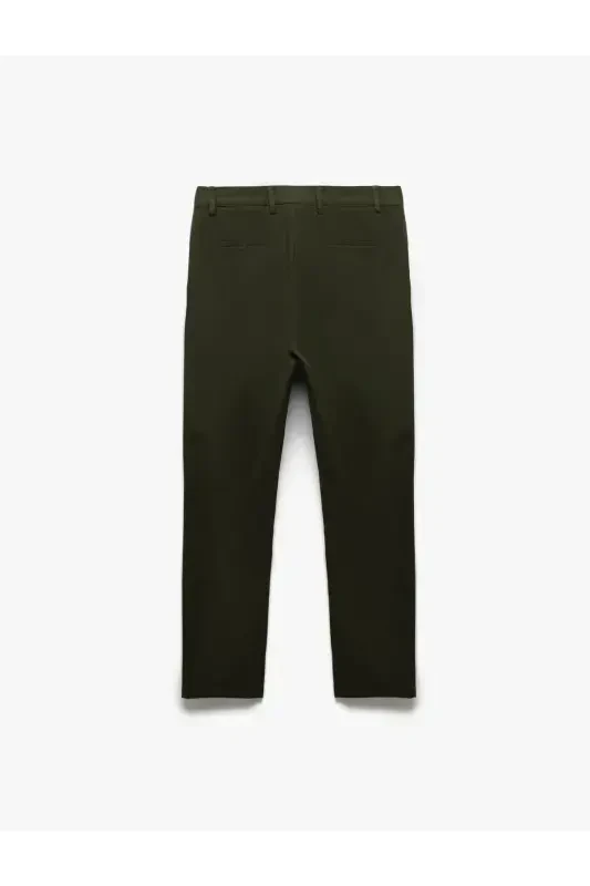 Paxta cho'ntakli Slim Fit Chino shim - Haki - 4