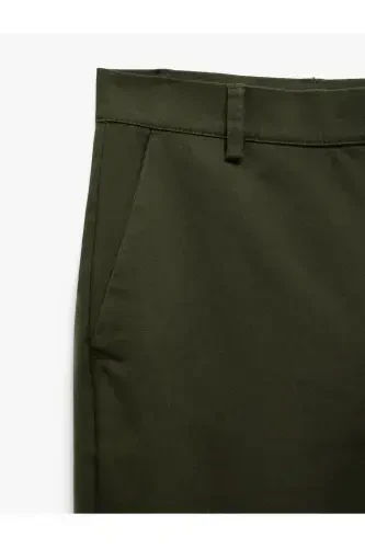 Paxta cho'ntakli Slim Fit Chino shim - Haki - 5