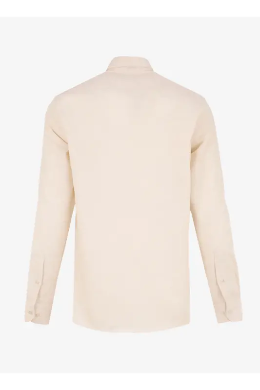 Paxta Flanel Slim Fit Tor Ko'ylak Bej - 2