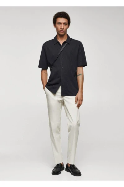 Paxta gofri to'qima mahkamlagichli belbog'li shimlar - MANGO MAN (1)