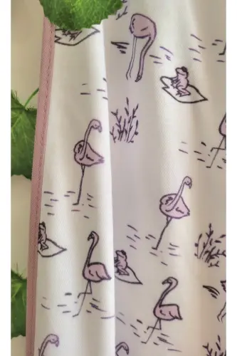 Paxta Ikki Qavatli Penye Qiz-O'g'il Bolalik -chaqaloq Kundak Adyol OQ / FLAMINGO - 3