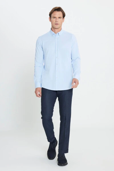 Paxta Slim Fit tor ko'ylak tugmachali yoqa ko'ylak - 2