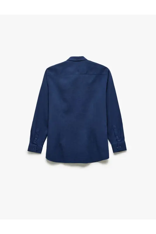 Paxta Slim Fit uzun qisma Italiya yoqali ko'ylak-La - 2