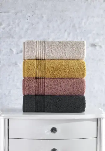 Paxta to'plamli to'rtta mahkamro'mol bo'lgan 50x90 sm uzunlig'idagi Cotton Box Plump mahkamro'mol to'plami bej pushti xantal binafsha ranglarida - 1