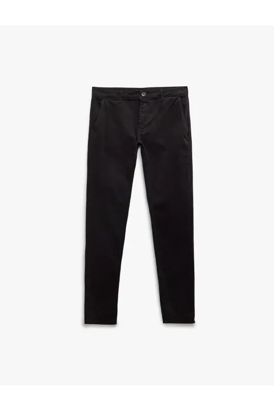 Paxta tugmachali chino cho'ntak detallari Slim Fit shim - KOTON