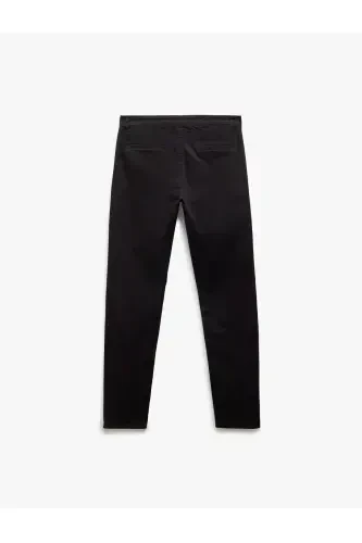 Paxta tugmachali chino cho'ntak detallari Slim Fit shim - 2