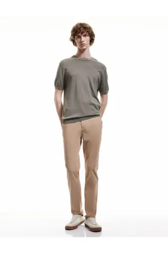Paxta tugmachali chino cho'ntak detallari Slim Fit shim - KOTON (1)