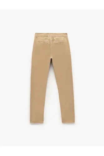 Paxta tugmachali chino cho'ntak detallari Slim Fit shim - 4