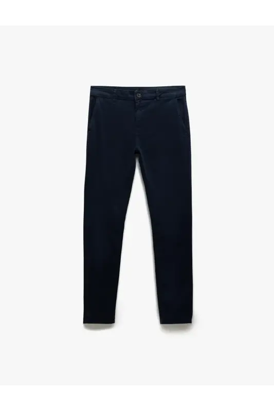 Paxta tugmachali chino cho'ntak detallari Slim Fit shim - 3