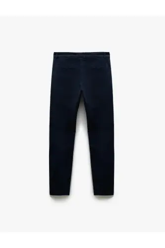 Paxta tugmachali chino cho'ntak detallari Slim Fit shim - 4