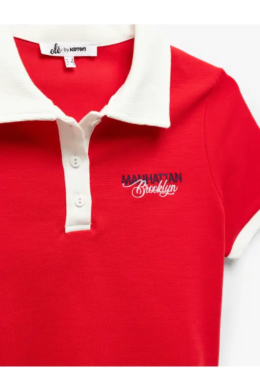 Paxta tugmachali polo yoqali kashta detalli qisqa yengli - 5