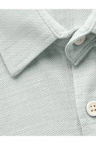 Paxta tugmachali regular fit armürli uzun yengli ko'ylak - 6