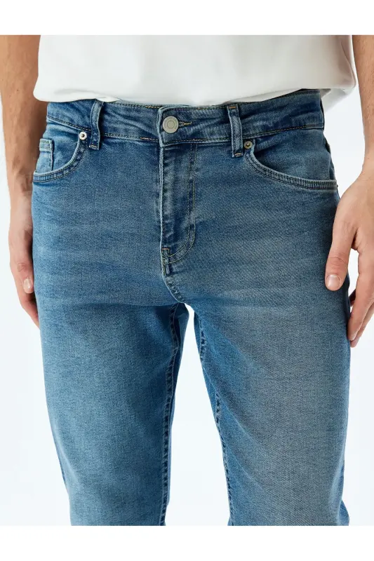 Paxta tugmali Slim Fit jinsi shim - Bred Jinsi - 5