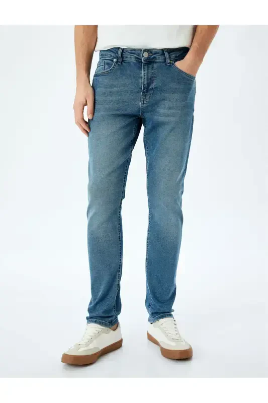 Paxta tugmali Slim Fit jinsi shim - Bred Jinsi - 3