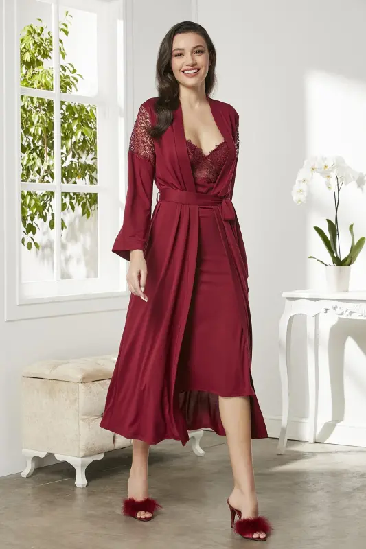 Paxta tunda tungi kiyim xalat pijama to'plam shorlar to'plam 6 dona kelin to'yi to'plami - 5045 - PIERRE CARDIN